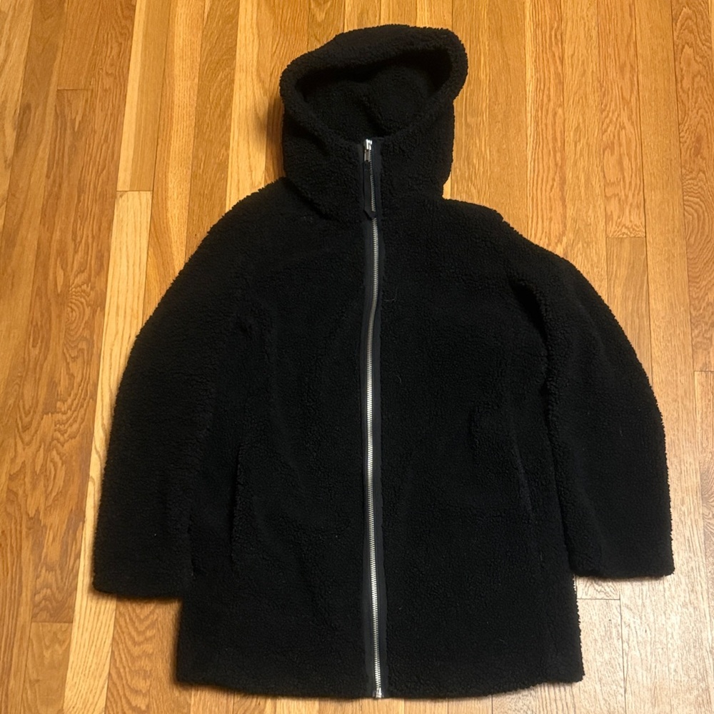 GAP Black Sherpa / Teddy Zip-Up Jacket